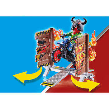 Playmobil Stunt Show - Motocicleta Cu Perete De Foc